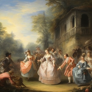 Rococo style fêtes galantes