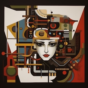 Mélange abstrait de styles MADI, Cubisme et une touche d'Expressionnisme