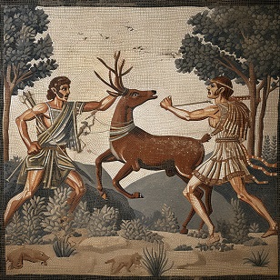  mosa&iuml;ques de la Chasse au cerf, style Gnosis