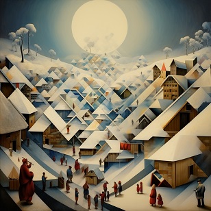 Peinture style geometrique - Village d'Hiver