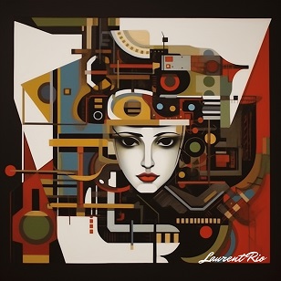 Peinture style geometrique - influence Madi - Andro&iuml;de femme